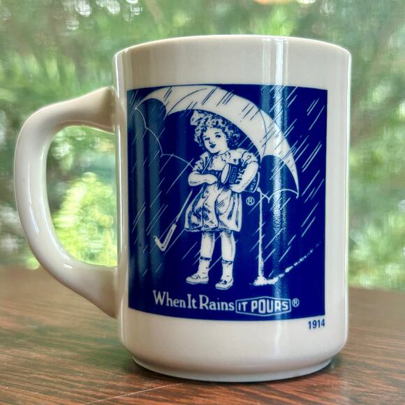 Vintage Morton Salt Mug Set of 4  When It Rains It Pours Advertising Collectible - Picture 6 of 14